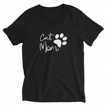Cat Mom - Unisex Short Sleeve V Neck Tee